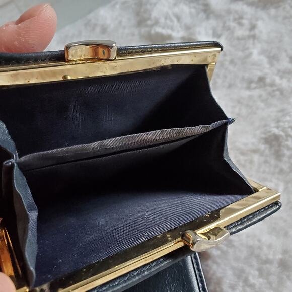 Tignanello Vintage Leather Wallet Navy Read Description - Picture 6 of 10